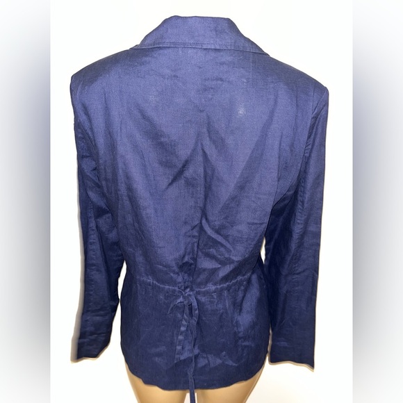 Spiegel linen navy blue blazer size 14 - Picture 3 of 5